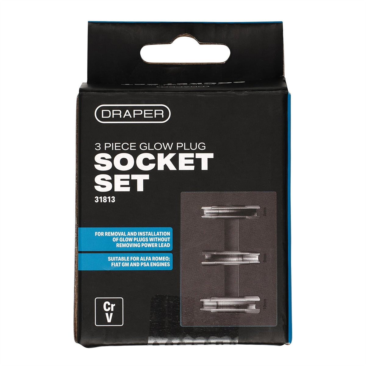 Draper Glow Plug Socket Set (3 Piece) 31813  White Rose Tools