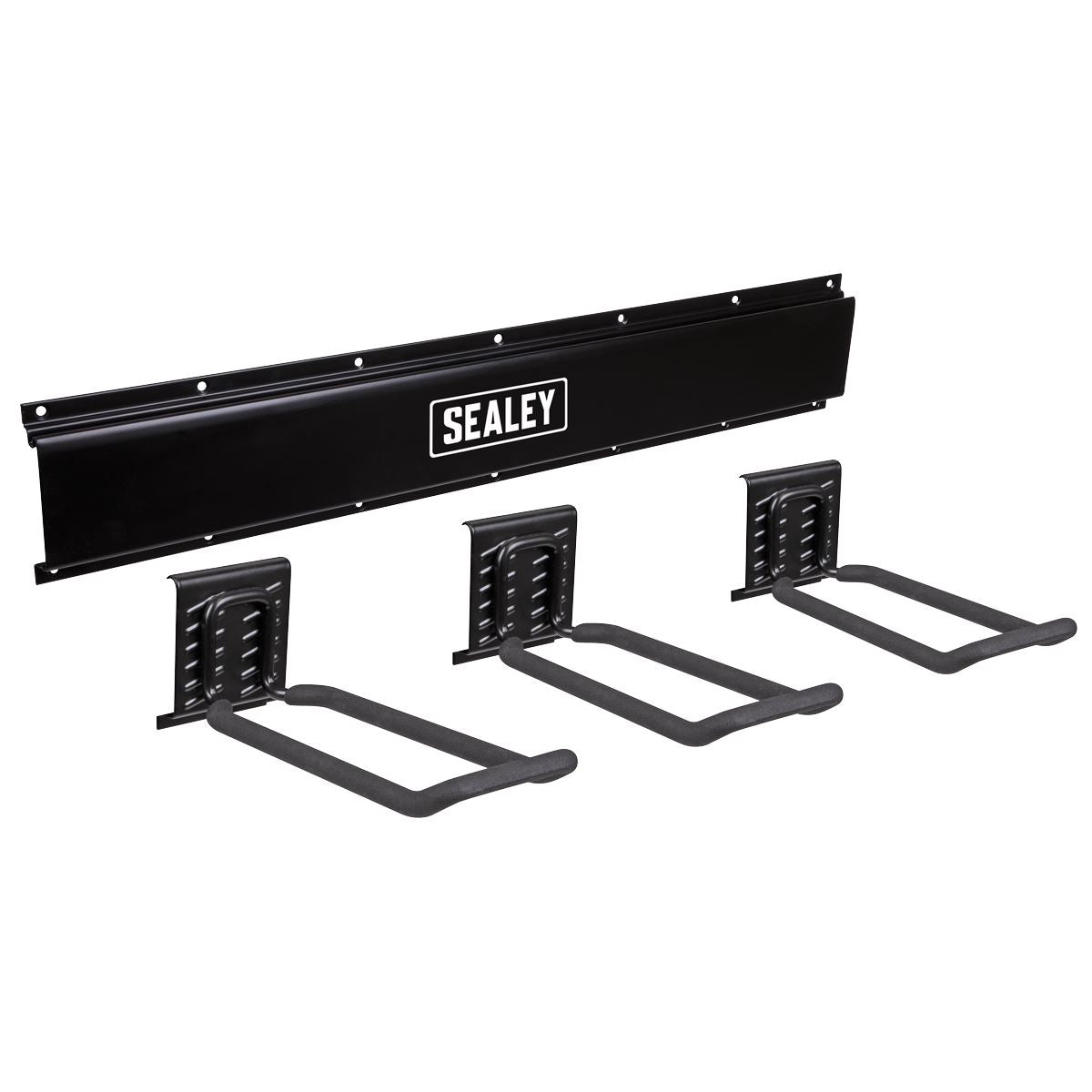 Sealey 3 Closed End Hook Storage Rail Wall Mounting  White Rose Tools