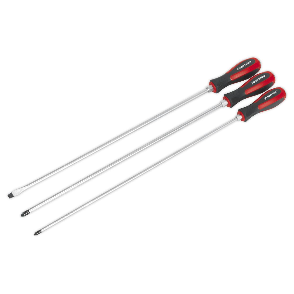 Sealey Premier Hammer Thru Screwdriver Set 450mm 3 Piece Slotted Pozi