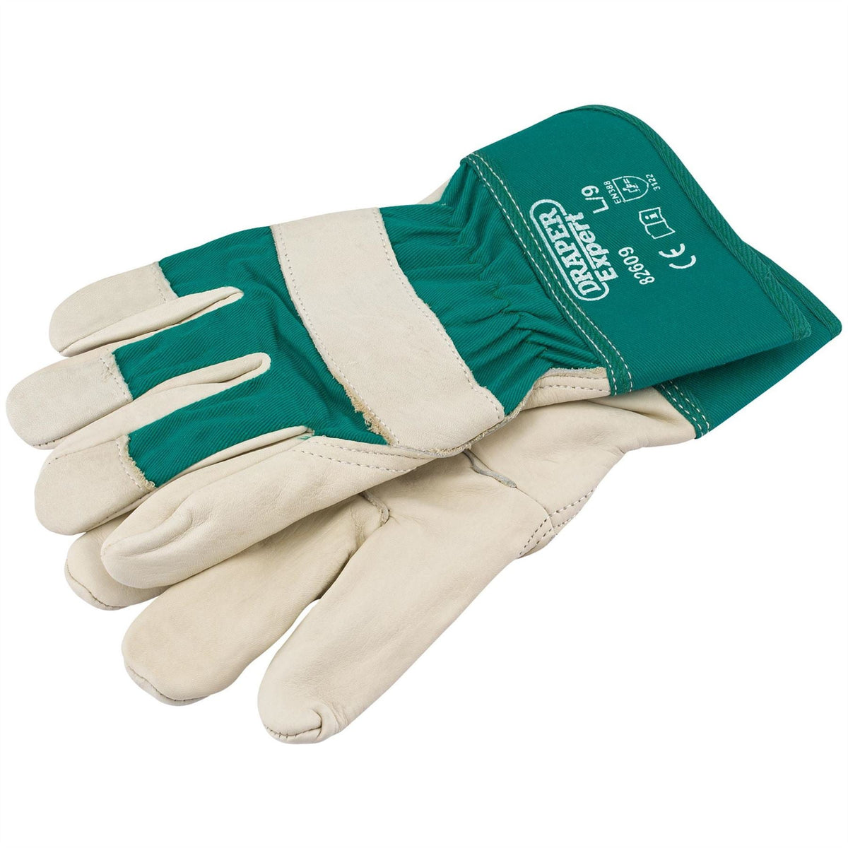 Draper Expert Premium Leather Gardening Gloves Large 82609  White Rose Tools
