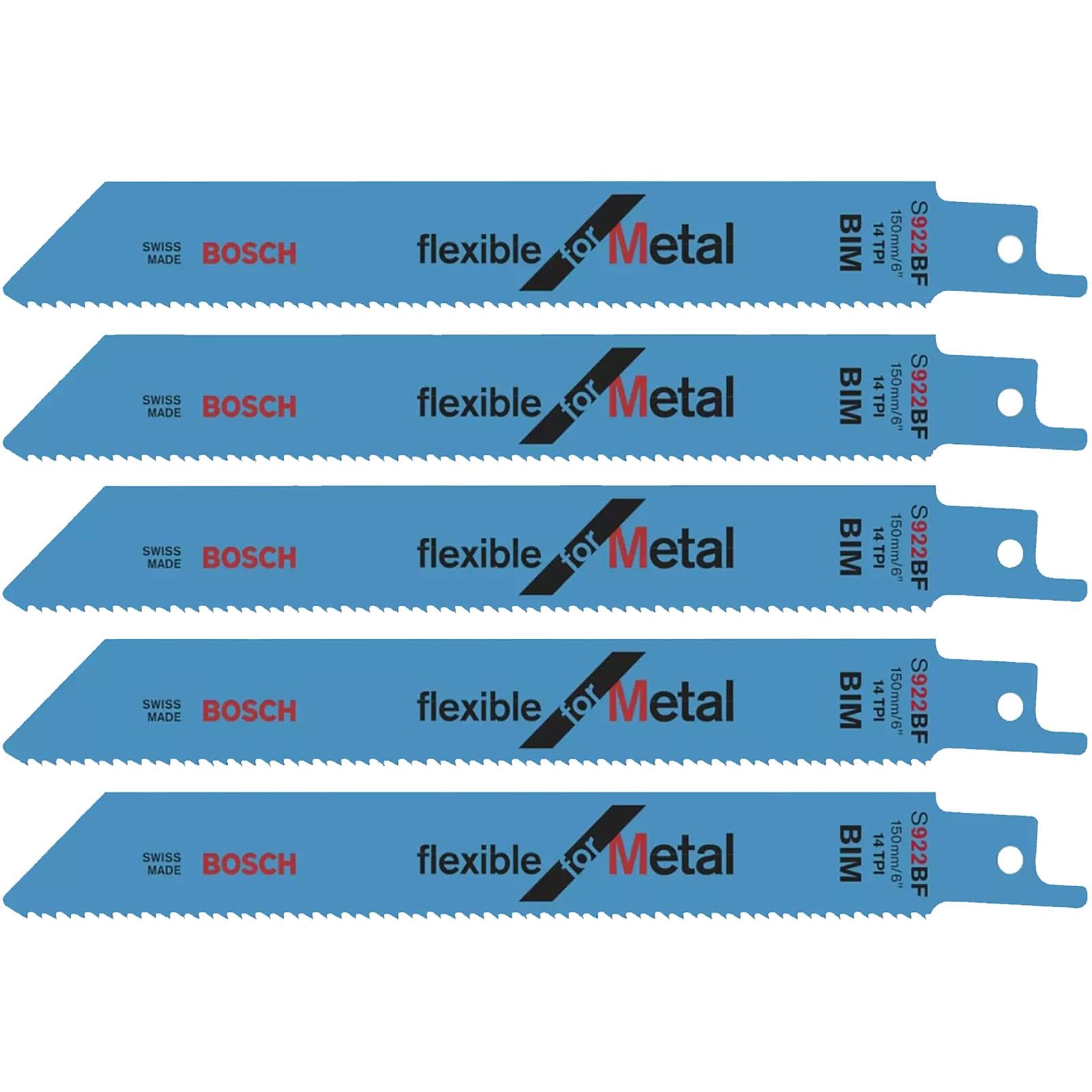 Bosch Recipro Blades Bi-Metal 5 Pack 150mm 6" S922BF Reciprocating Saw Metal Cutting