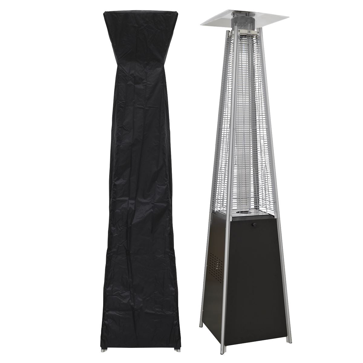 Dellonda Pyramid Gas Patio Heater 13kW for Commercial & Domestic Use, Supplied with Cover, Black