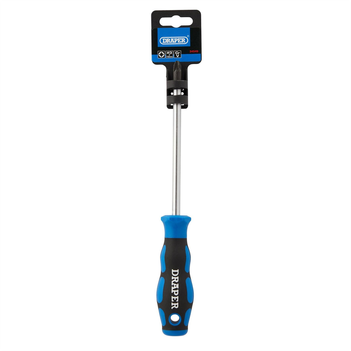 Draper Soft Grip PZ TYPE Screwdriver No.3 x 150mm 34549  White Rose Tools