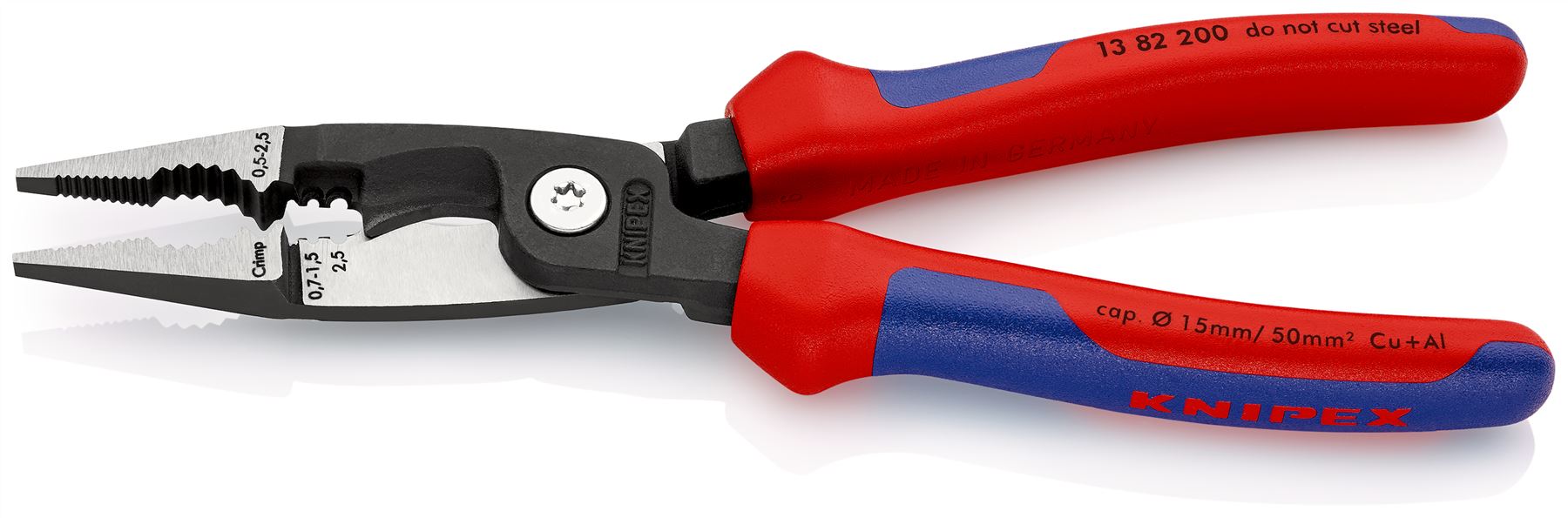 KNIPEX Pliers for Electrical Installation 200mm Multi Component Grips 13 82 200