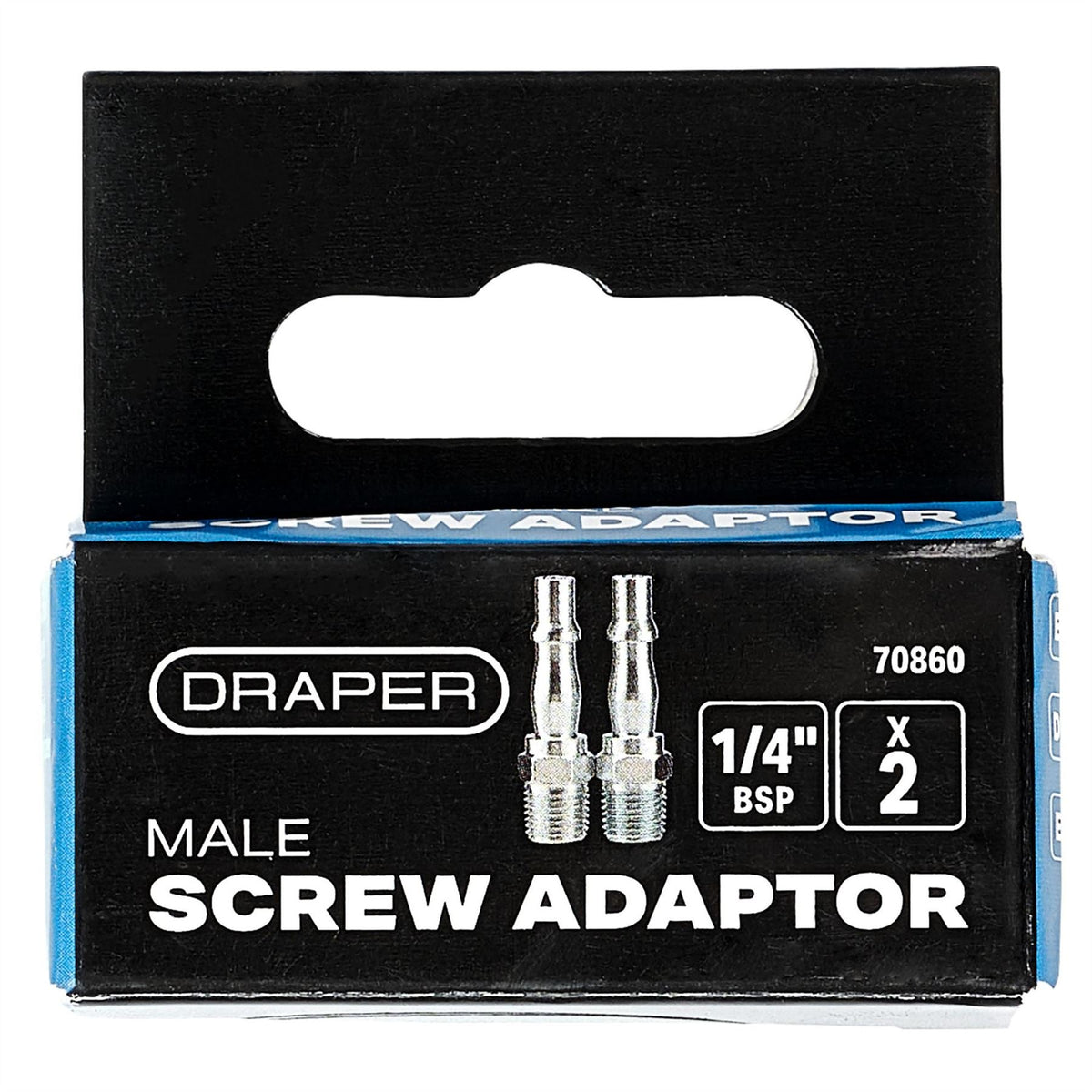Draper 1/4" Male Screw Adaptor (Pack of 2) 70860  White Rose Tools
