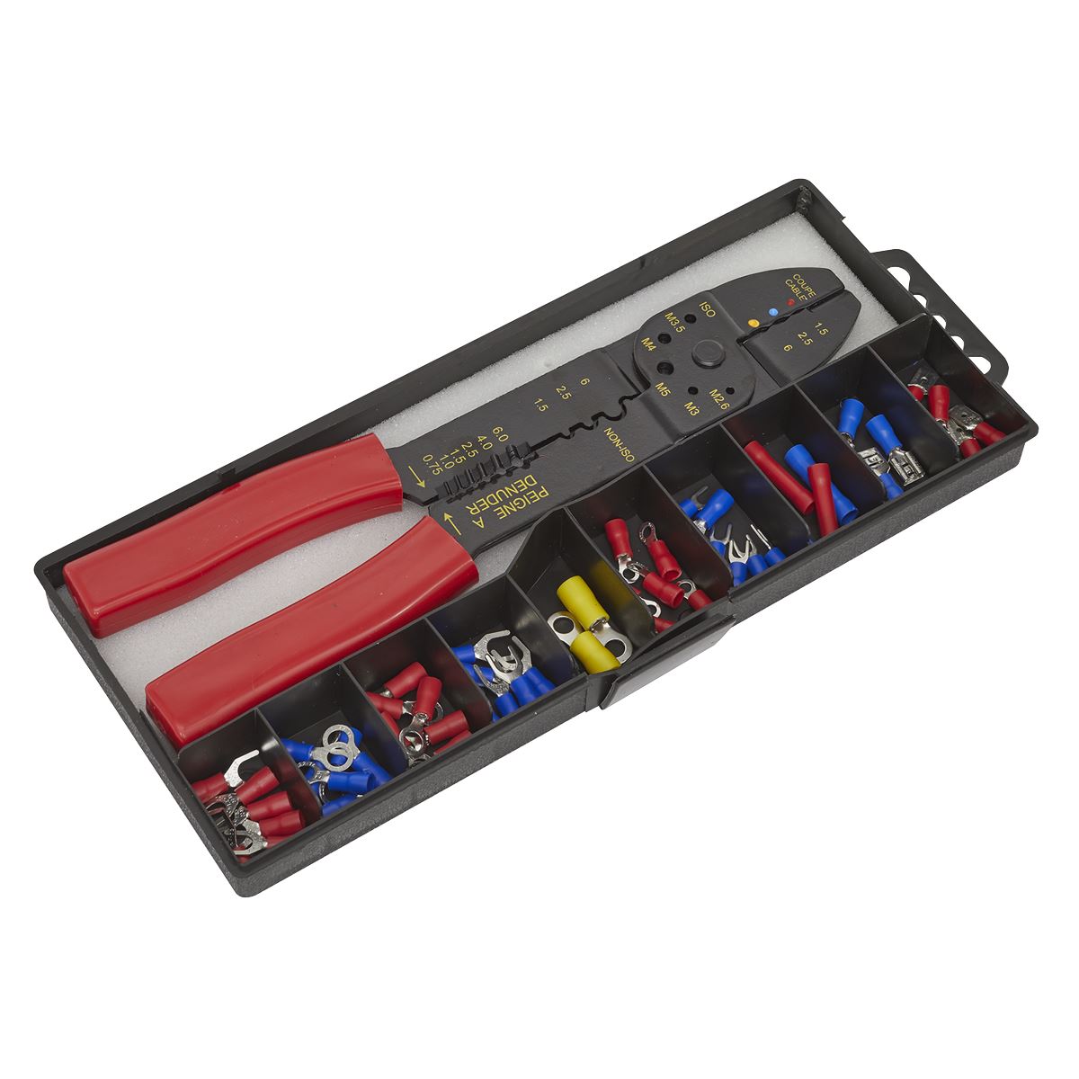 Siegen Crimping Tool Set with Terminals and Connectors in Storage Case