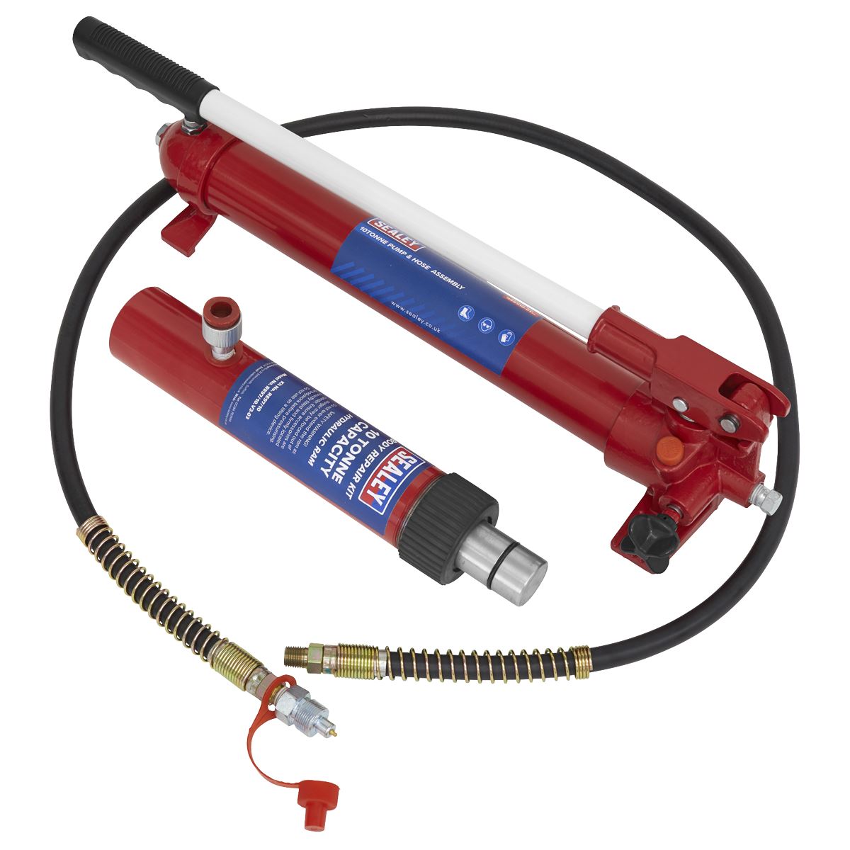 Sealey Snap Push Ram with Pump & Hose Assembly - 10 Tonne 