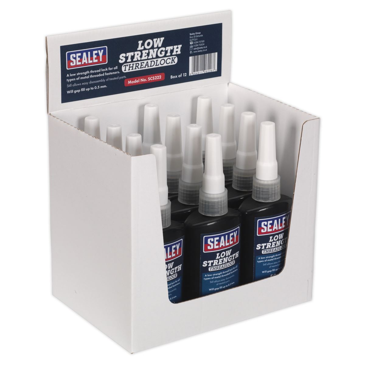 Sealey Thread Lock Low Strength 50ml Pack of 12 