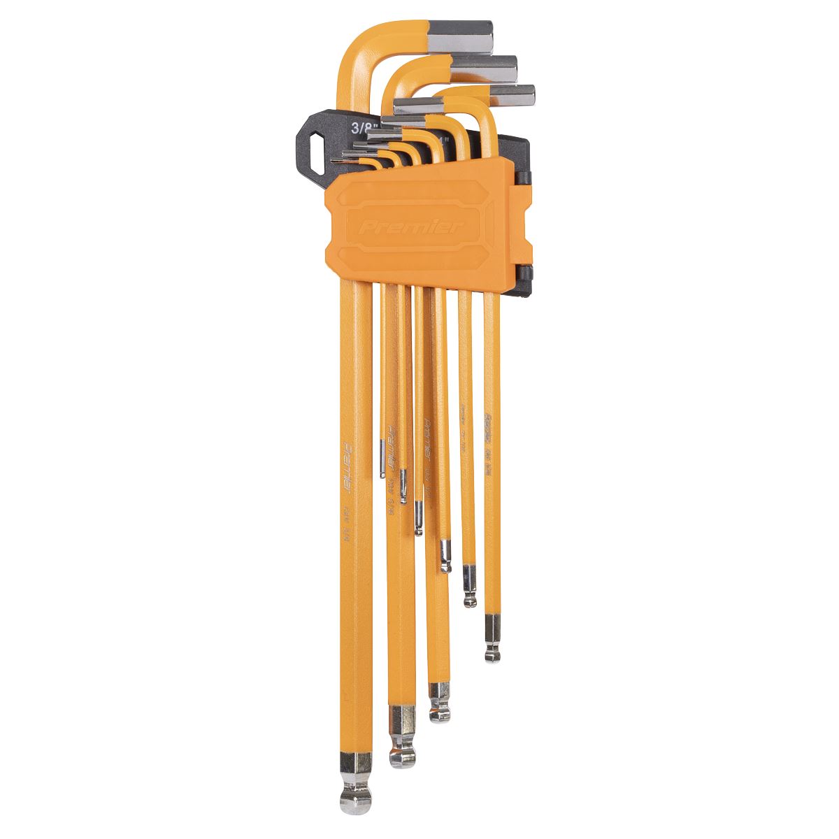 Sealey Premier Hex Key Set Extra-Long Ball-End 9pc - Imperial  White Rose Tools