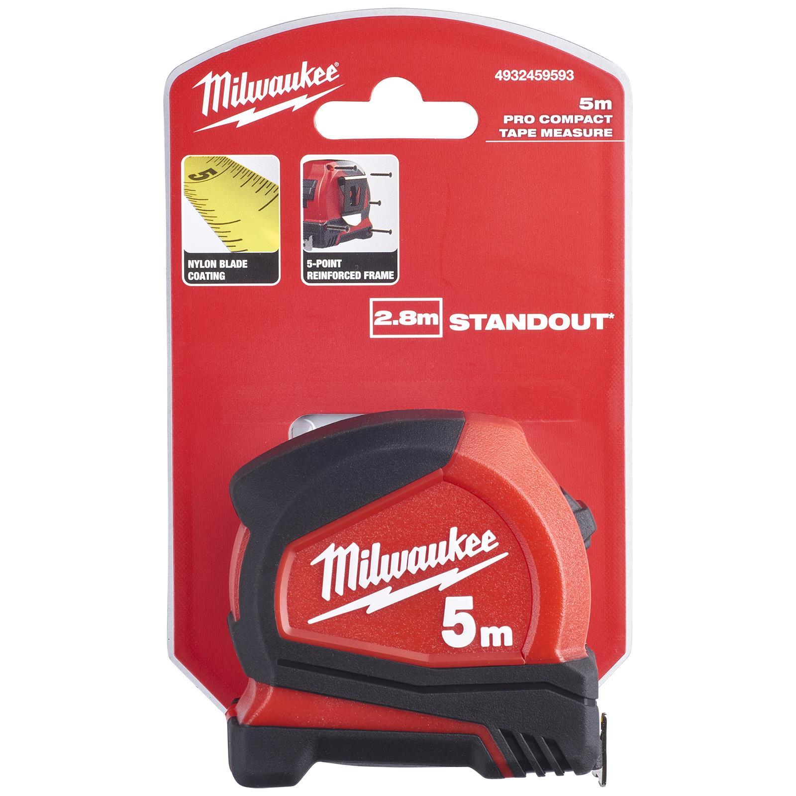 Milwaukee Tape Measure 5m Metric Pro Compact Pocket Tape 25mm Blade Width 
