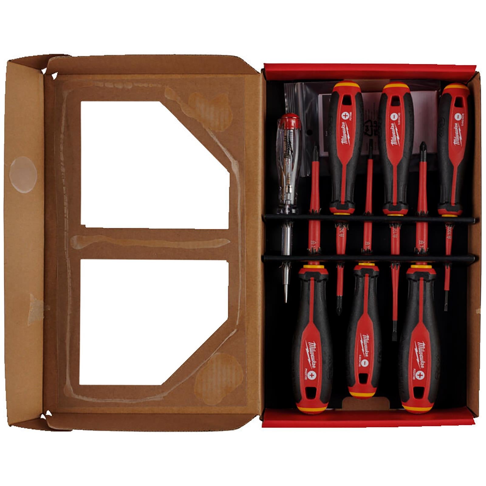 Milwaukee Tri-Lobe VDE Screwdriver Set Slim 7 Piece Slotted Phillips Pozi 