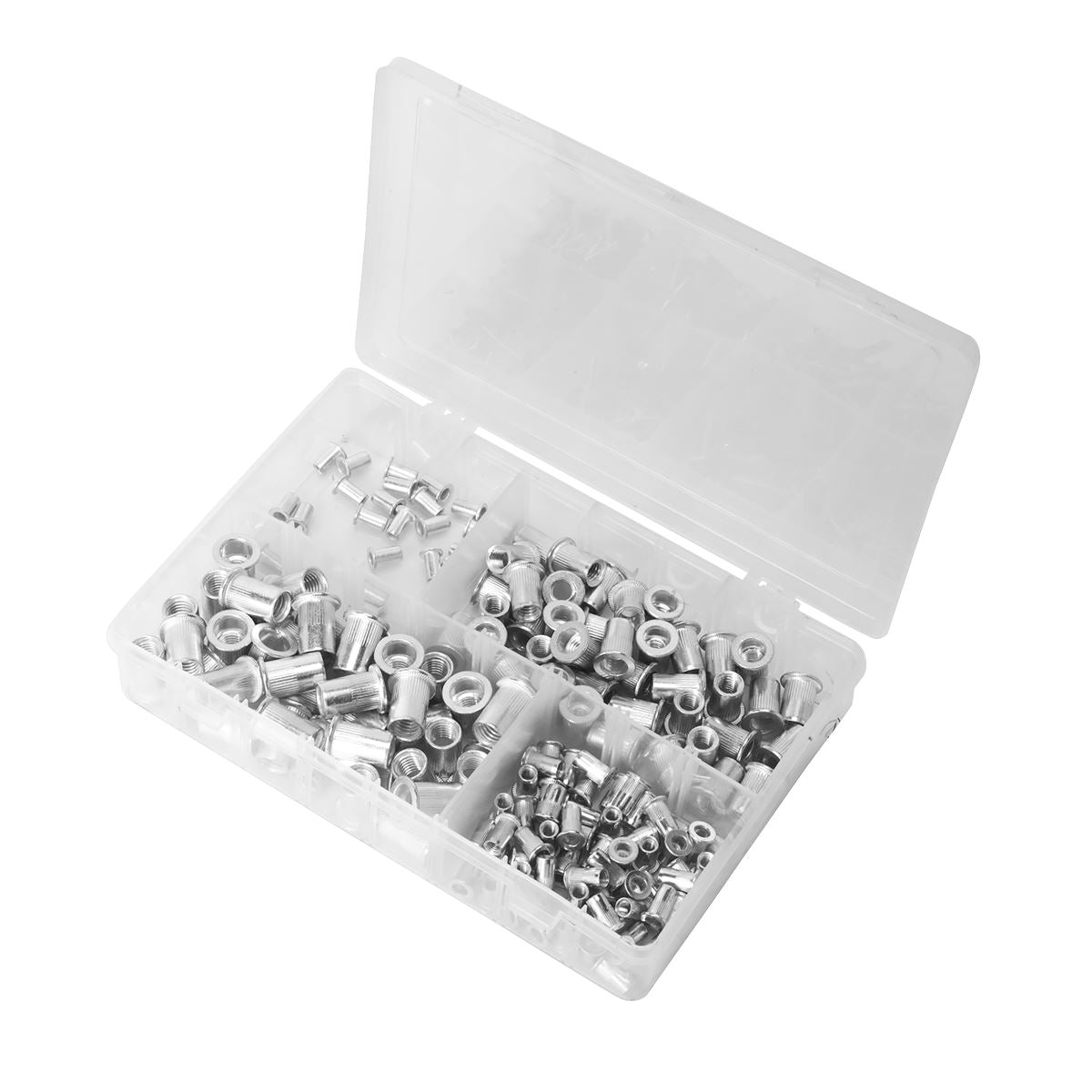 Sealey 200 Piece Splined Threaded Insert Rivet Nut Assortment M4-M8 Metric