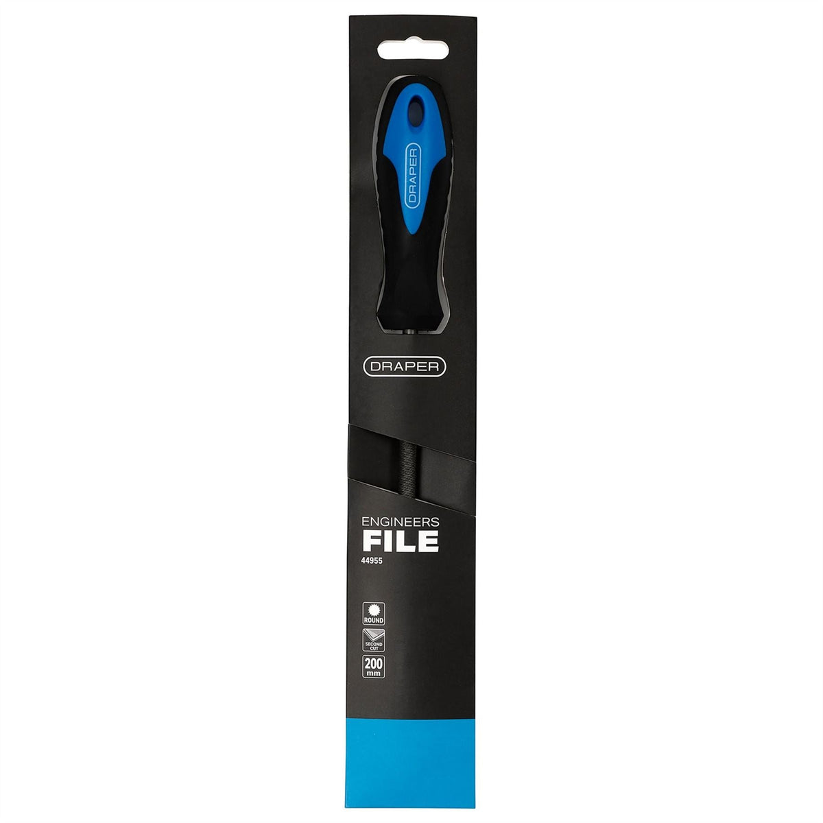 Draper Soft Grip Engineers Round File and Handle 200mm 44955  White Rose Tools