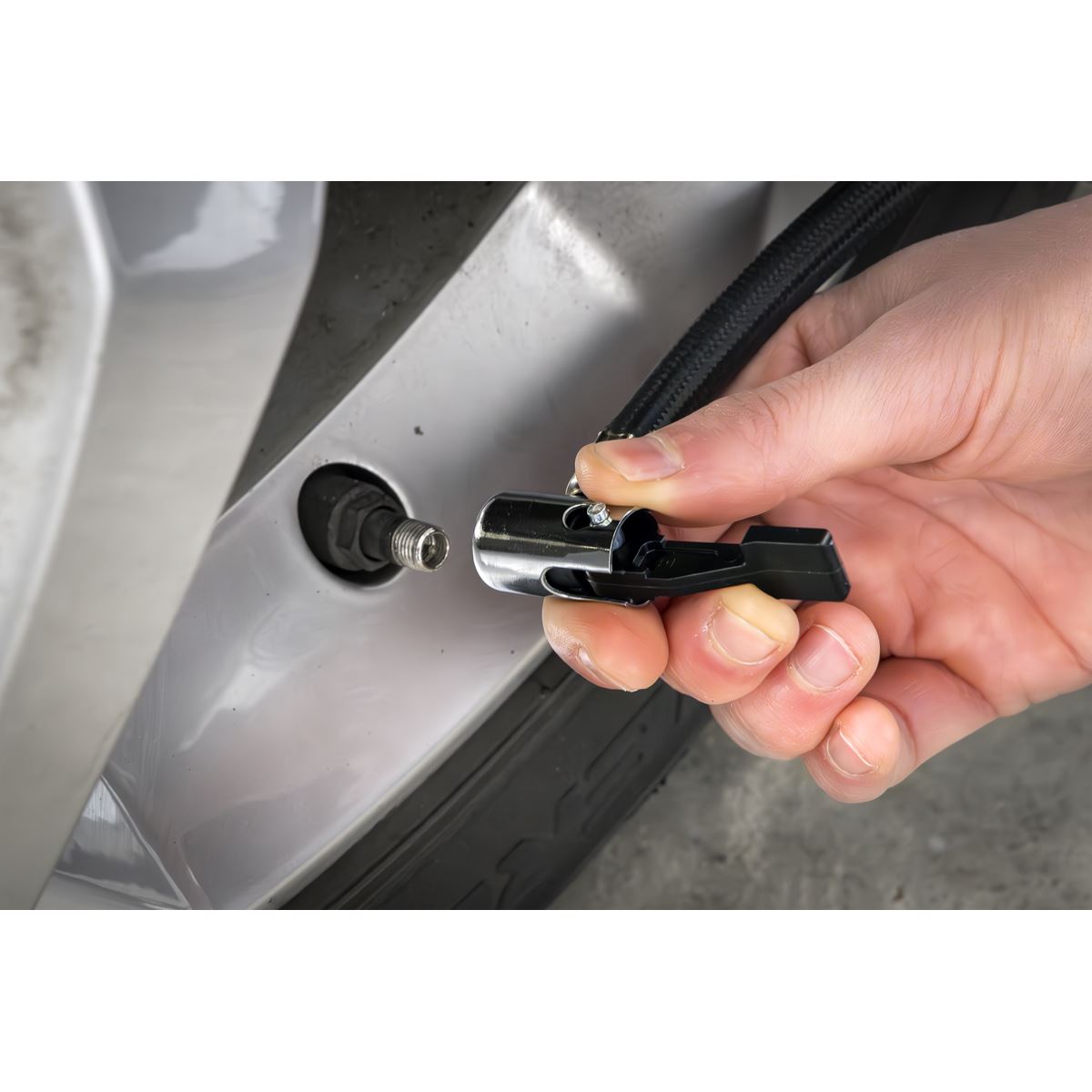 Sealey Tyre Inflator with Worklight 12V  White Rose Tools