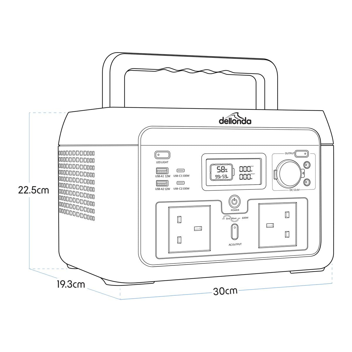 Dellonda Portable Power Station 600W 