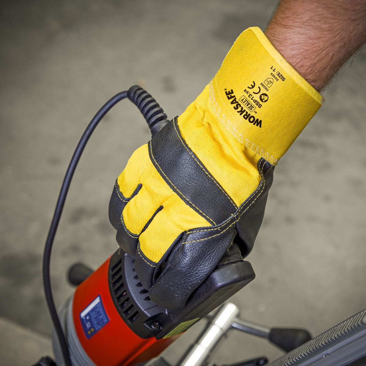 Worksafe by Sealey Rigger's Gloves Hide Palm - Pack of 6 Pairs