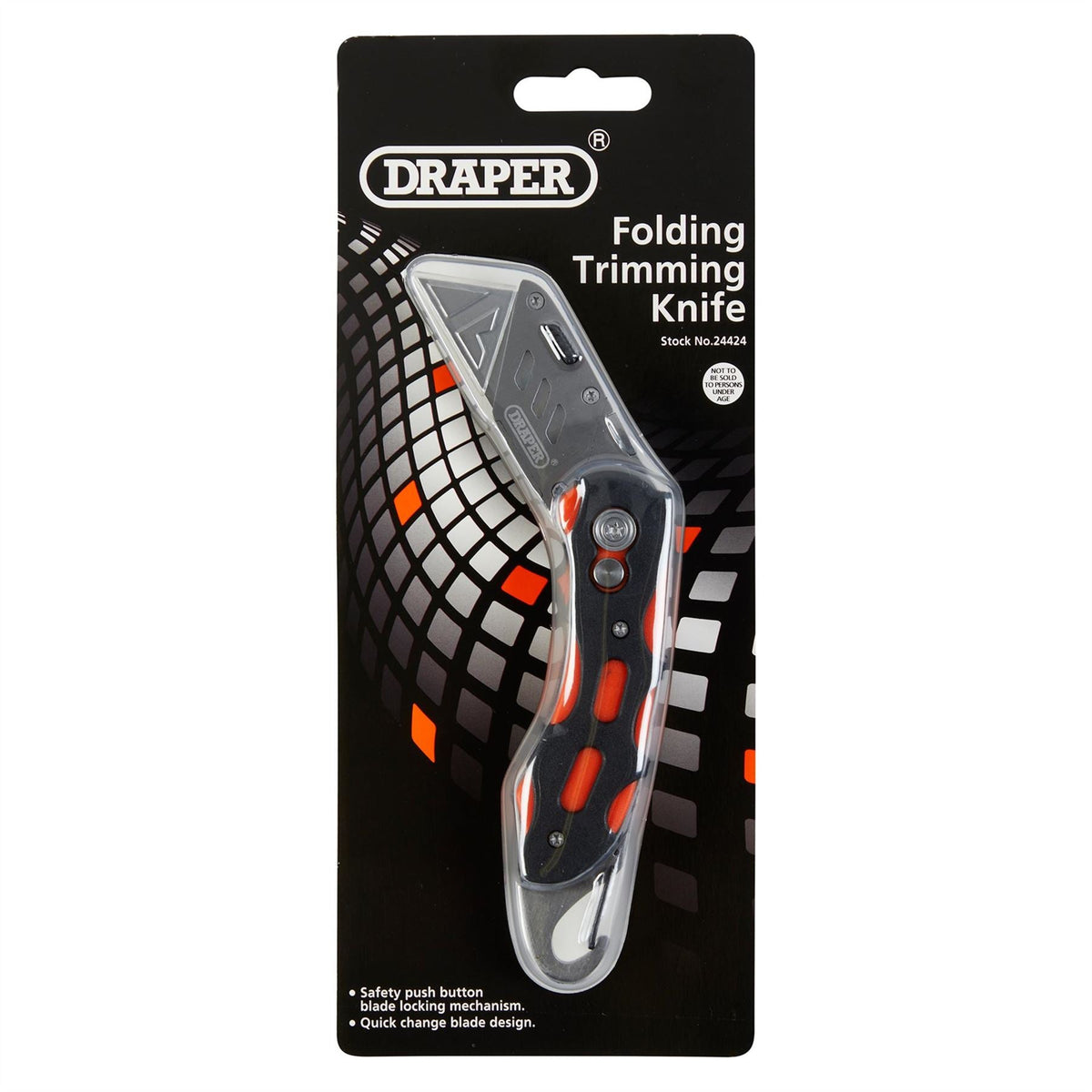 Draper Folding Trimming Knife with Belt Clip Green/Orange 24424  White Rose Tools