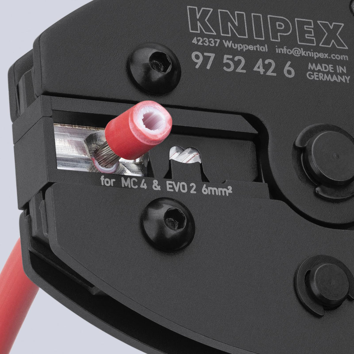 KNIPEX PreciForce Crimping Pliers for MC4®/MC4® Evo 2 Connectors 220mm 97 52 42 6 SB  White Rose Tools