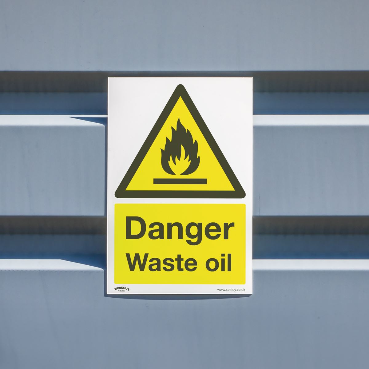 Worksafe by Sealey Warning Safety Sign - Danger Waste Oil - Rigid Plastic