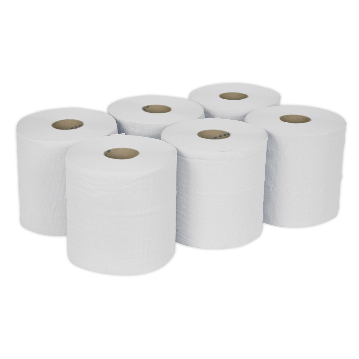 Sealey Paper Roll White 2-Ply Embossed 150m Pack of 6 