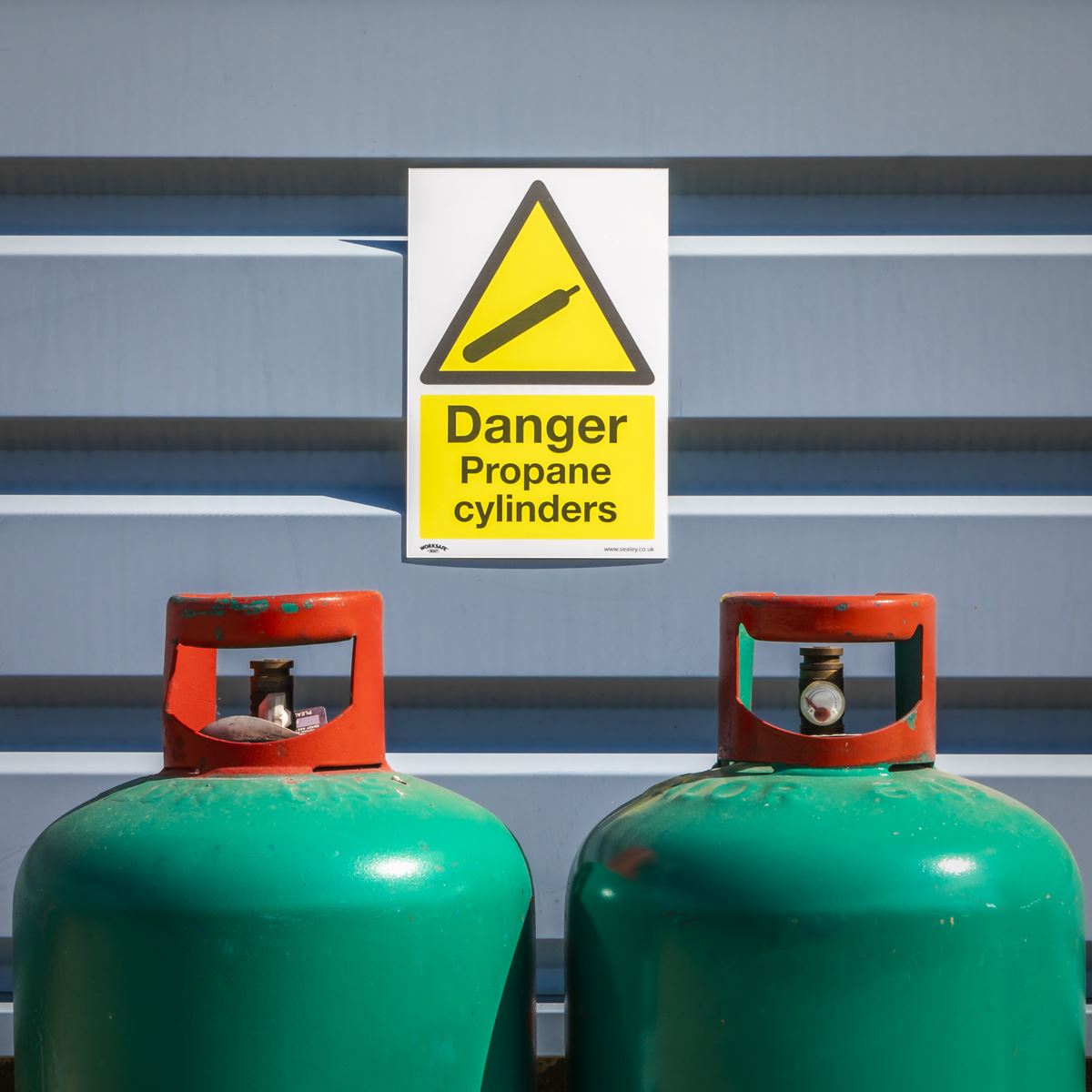 Worksafe by Sealey Warning Safety Sign - Danger Propane Cylinders - Self-Adhesive Vinyl