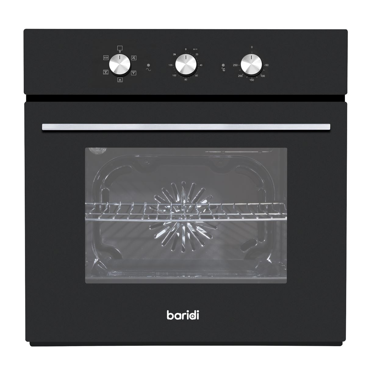 Baridi Built-In 5-Function Fan Assisted Oven with Timer 60cm, 55L Capacity - Black