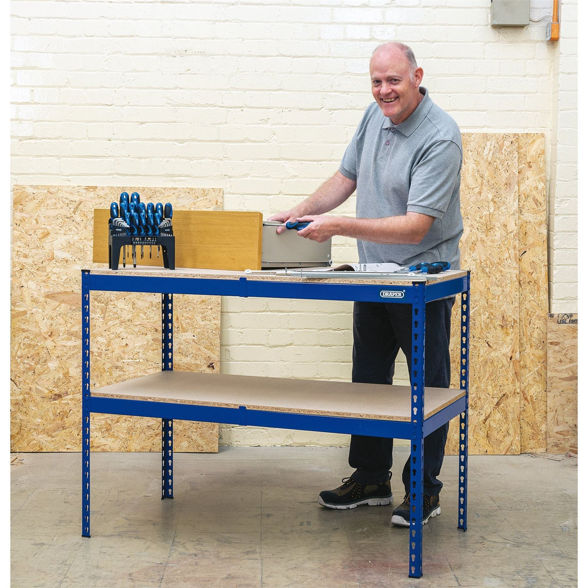 Draper Steel Workbench 1200 x 600 x 900mm 24912  White Rose Tools