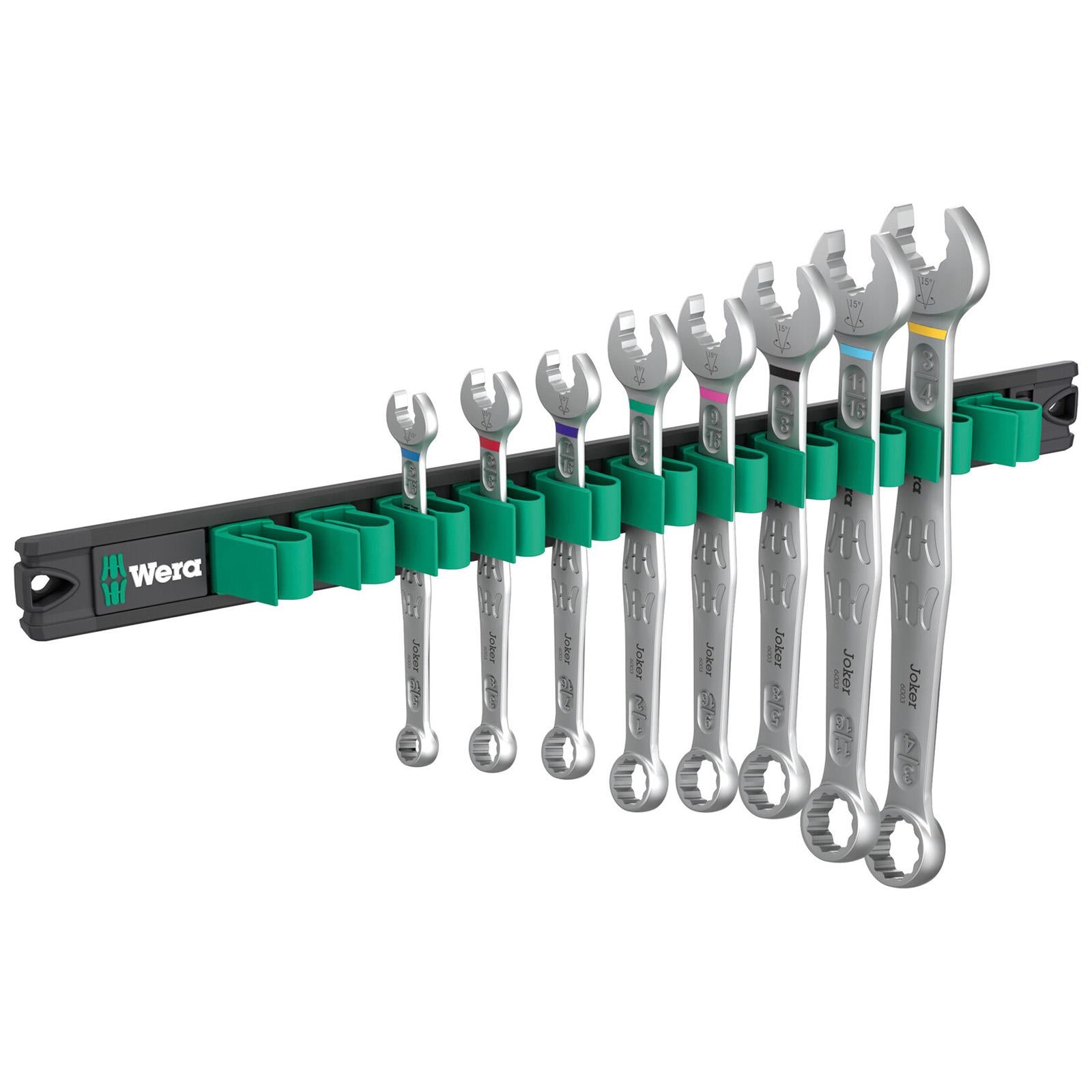 Wera Combination Spanner Wrench Set 6003 Joker Imperial 1 9642 Magnetic Rail 8 Pieces 5/16"-3/4