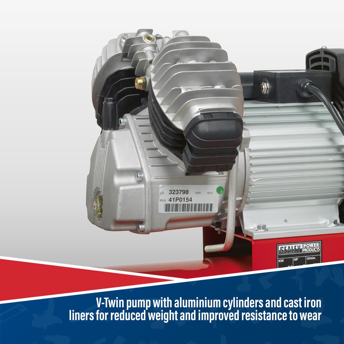 Sealey 50L V-Twin Direct Drive Air Compressor 3hp 