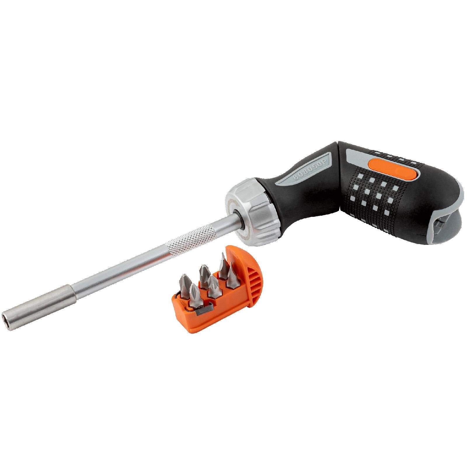 Bahco Ratchet Screwdriver Pistol Grip with 1/4" Hex Bits Phillips Slotted