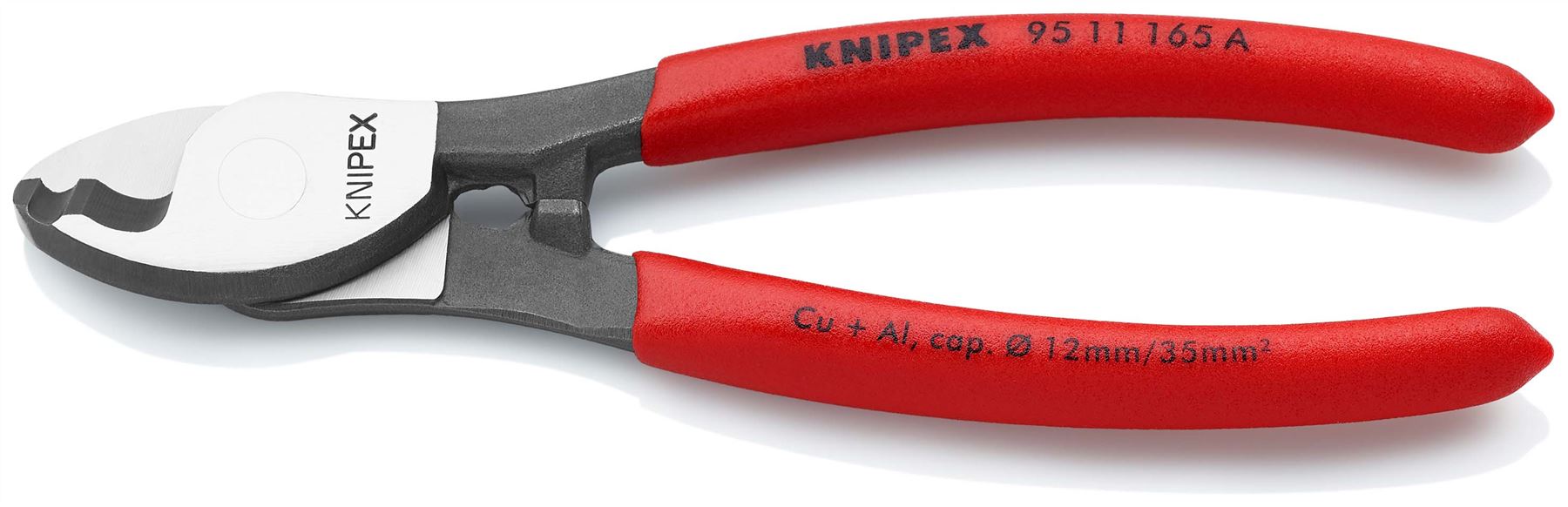 KNIPEX Cable Shears Cutting Pliers Cuts Cable up to 12mm Diameter 165mm Plastic Coated Handles 95 11 165 A