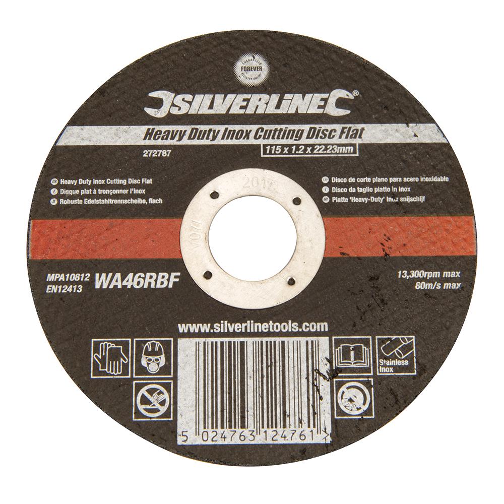 Silverline Heavy Duty Flat Inox Slitting Disc 115 x 1.2 x 22.23mm 