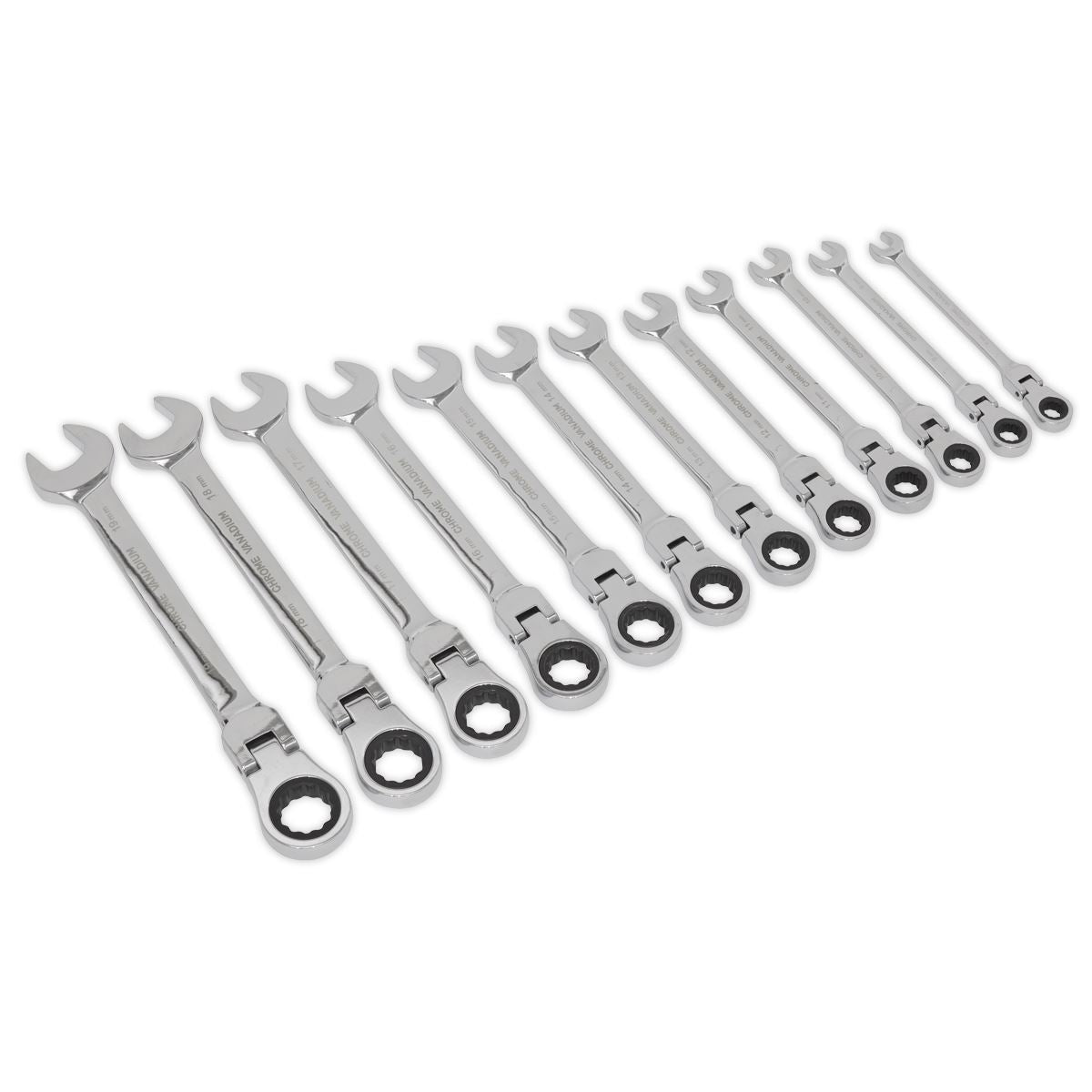 Siegen by Sealey Flexible Head Ratchet Combination Spanner Set 12pc Metric