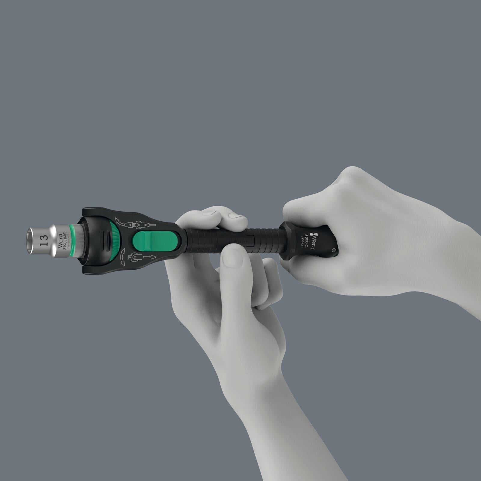 Wera Ratchet Wrench 8000 C Black Edition Zyklop Speed Ratchet with 1/2" Drive  White Rose Tools
