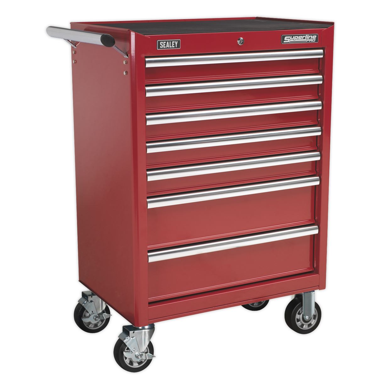 Sealey Superline Pro Topchest & Rollcab Combination 15 Drawer with Ball-Bearing Slides - Red & 148pc Tool Kit 