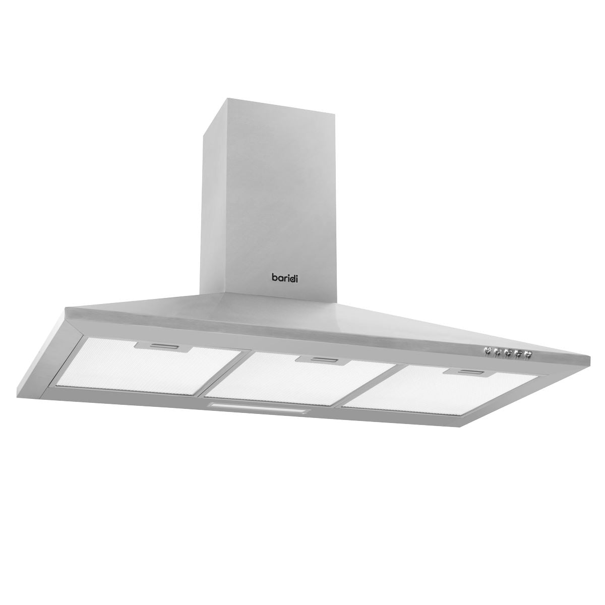 Baridi 90cm Chimney Style Cooker Hood with Carbon Filters, Stainless Steel