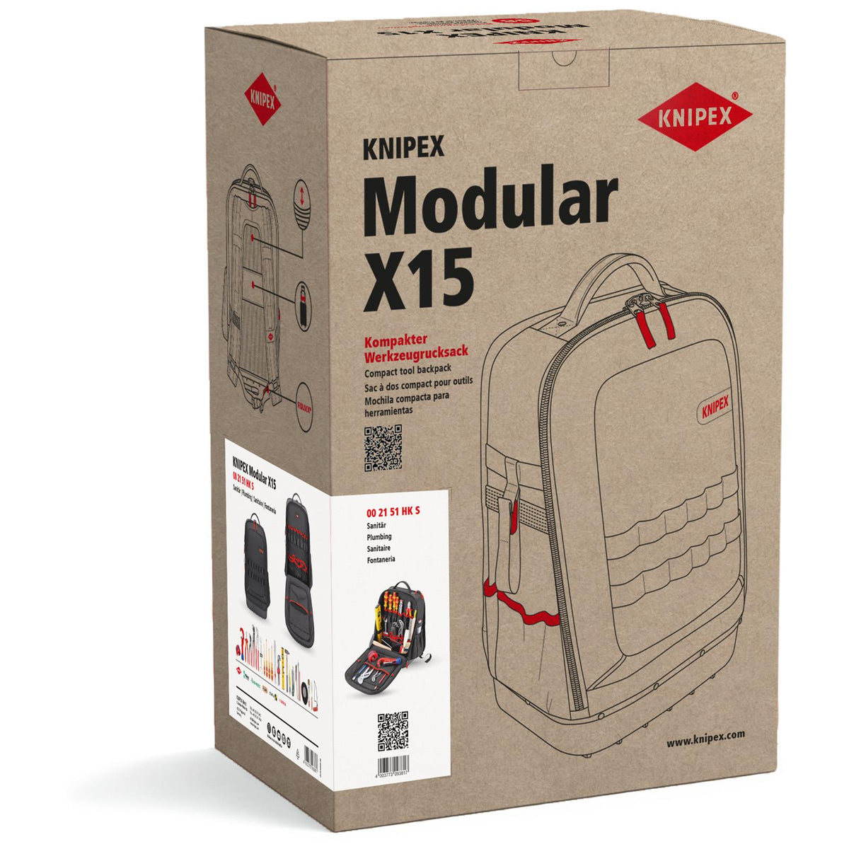 KNIPEX Tool Backpack Modular X15 Plumbing Kit Bag 24 Pieces 00 21 51 HK S  White Rose Tools