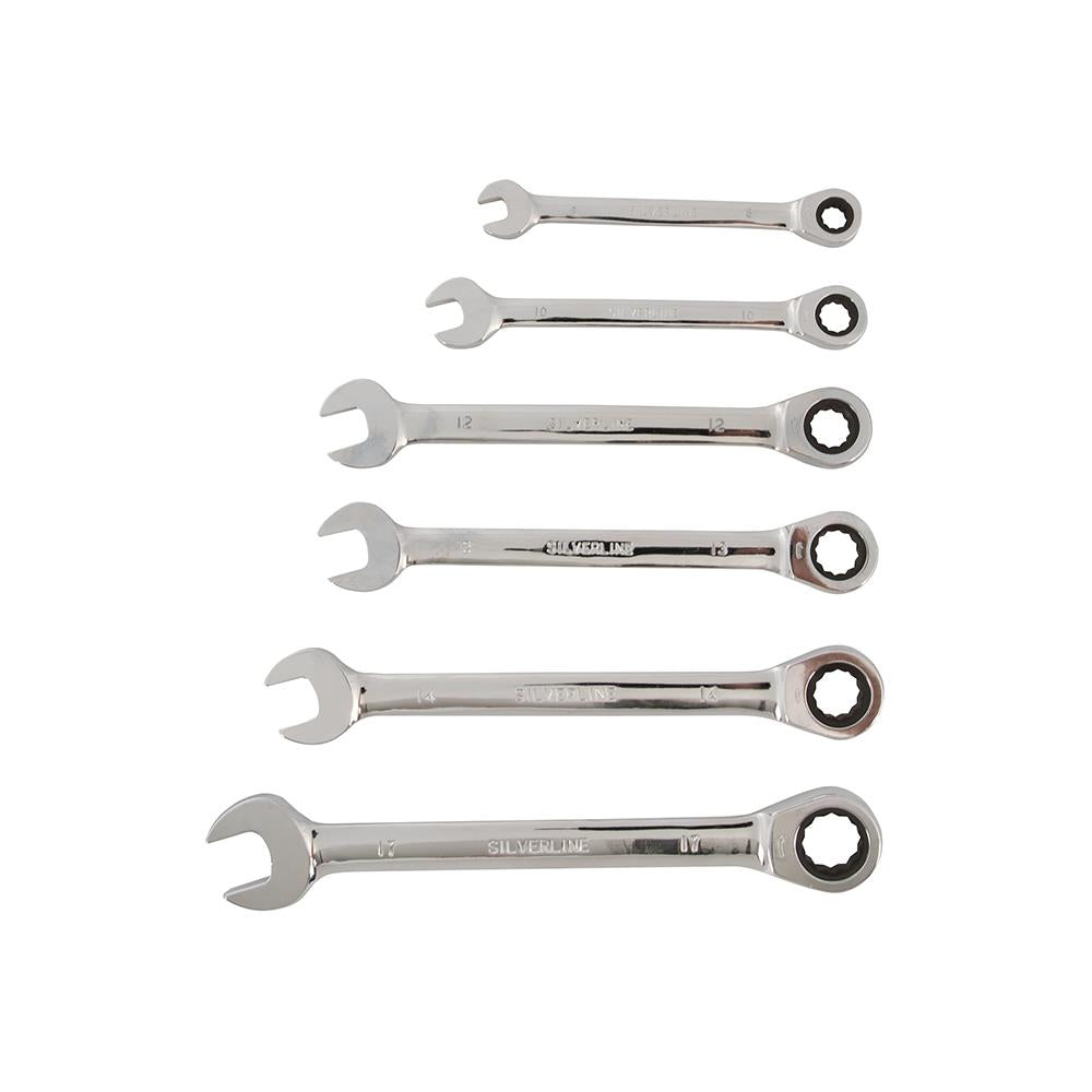 Silverline Fixed Head Ratchet Spanner Set 6pce 8 - 17mm 633788