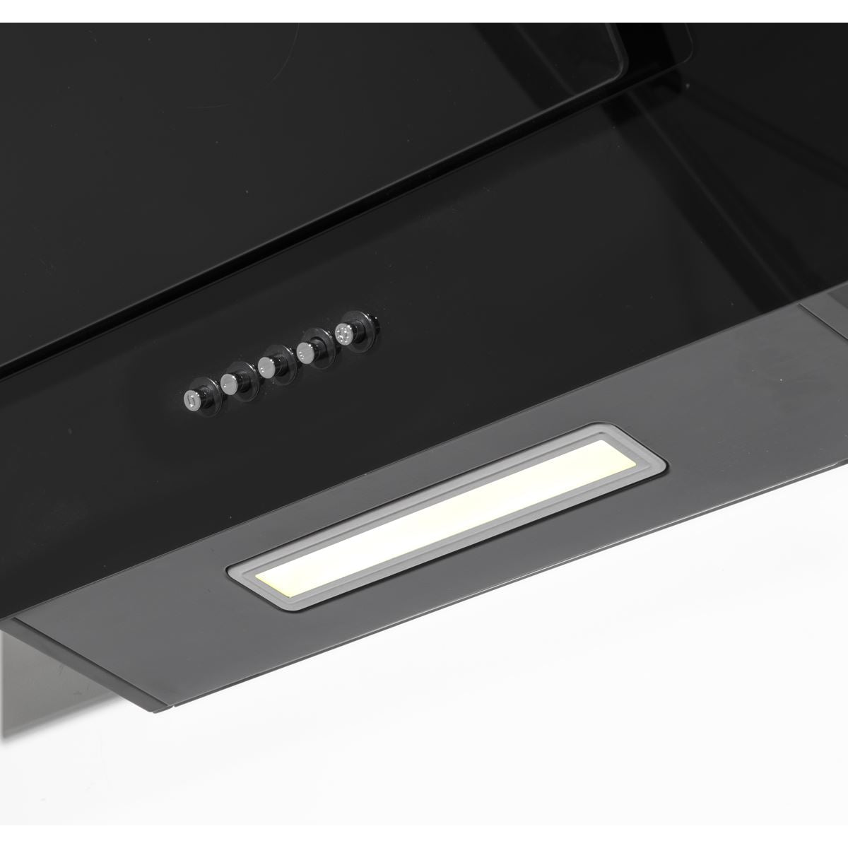 Baridi Angled Chimney Cooker Hood with Carbon Filters & LED Lamp 90cm, Energy Class A - Black Glass  White Rose Tools