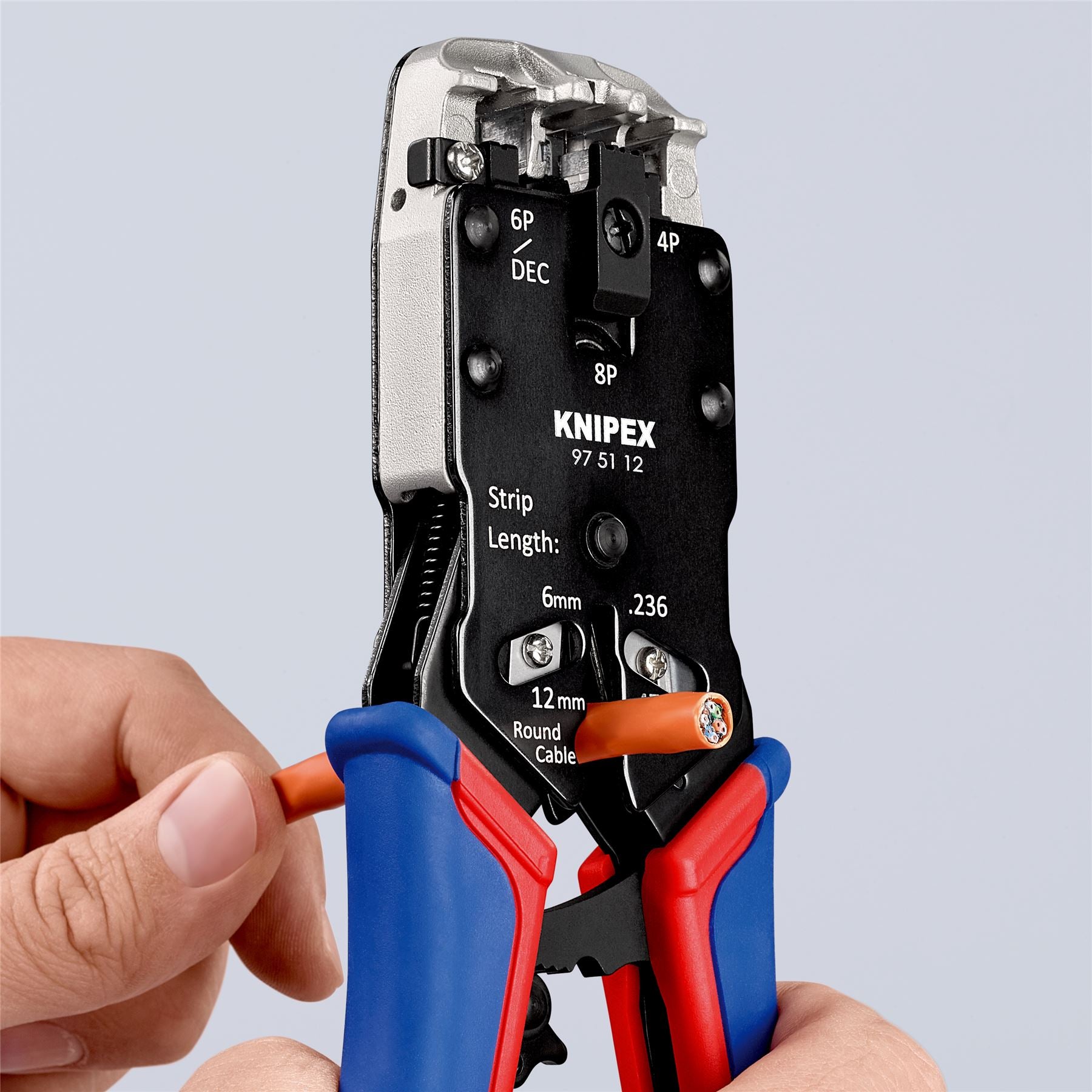 KNIPEX Crimping Pliers for Western Plugs RJ45 RJ10 RJ11 RJ12 200mm Multi Component Grips 97 51 12