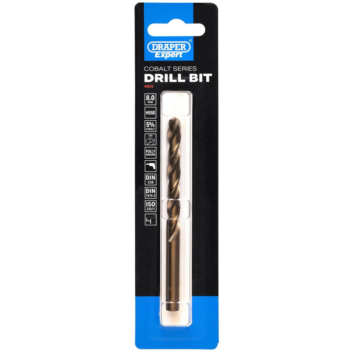 Draper Expert HSSE M35 Cobalt Drill Bit 8 x 117mm 08929  White Rose Tools