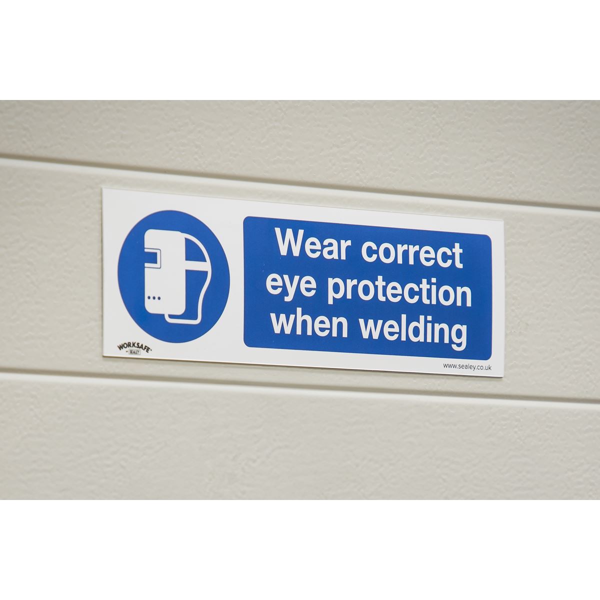 Worksafe by Sealey Mandatory Safety Sign - Wear Eye Protection When Welding - Self-Adhesive Vinyl