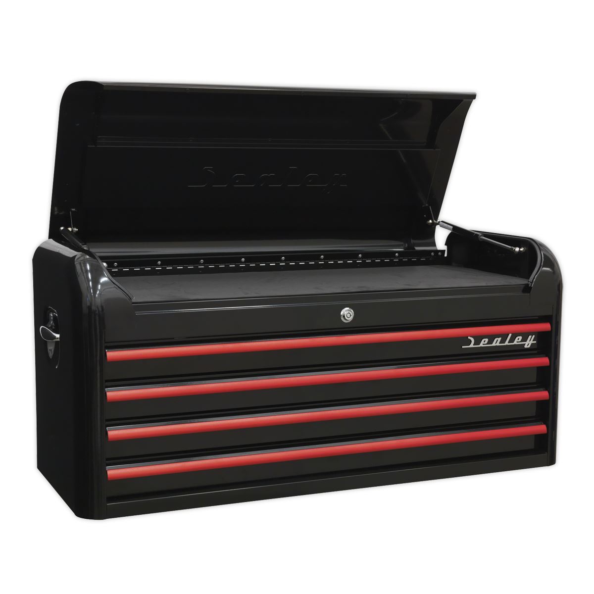 Sealey Premier Retro Style Wide Topchest & Rollcab Combination 10 Drawer-Black with Red Anodised Drawer Pulls 
