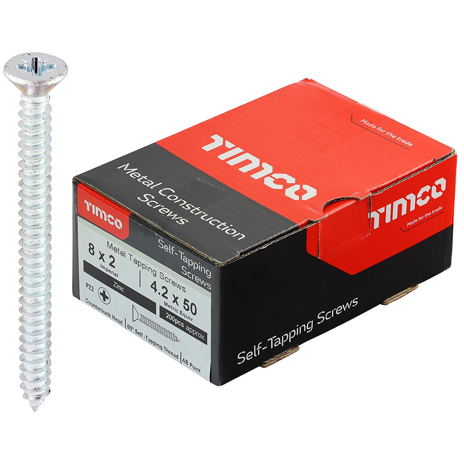 TIMCO Self Tapping Screws Countersunk Zinc Pozi - Choose Size