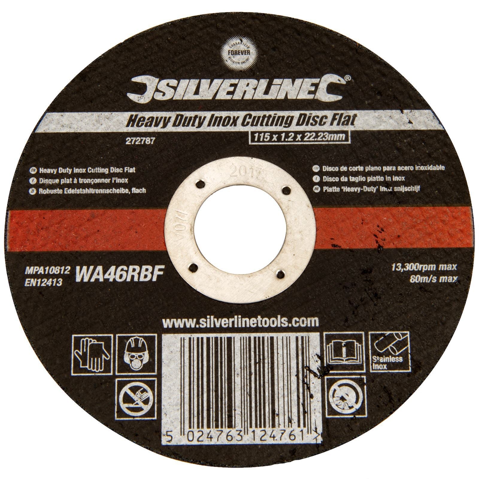 Silverline Heavy Duty Flat Inox Slitting Disc 115 x 1.2 x 22.23mm 