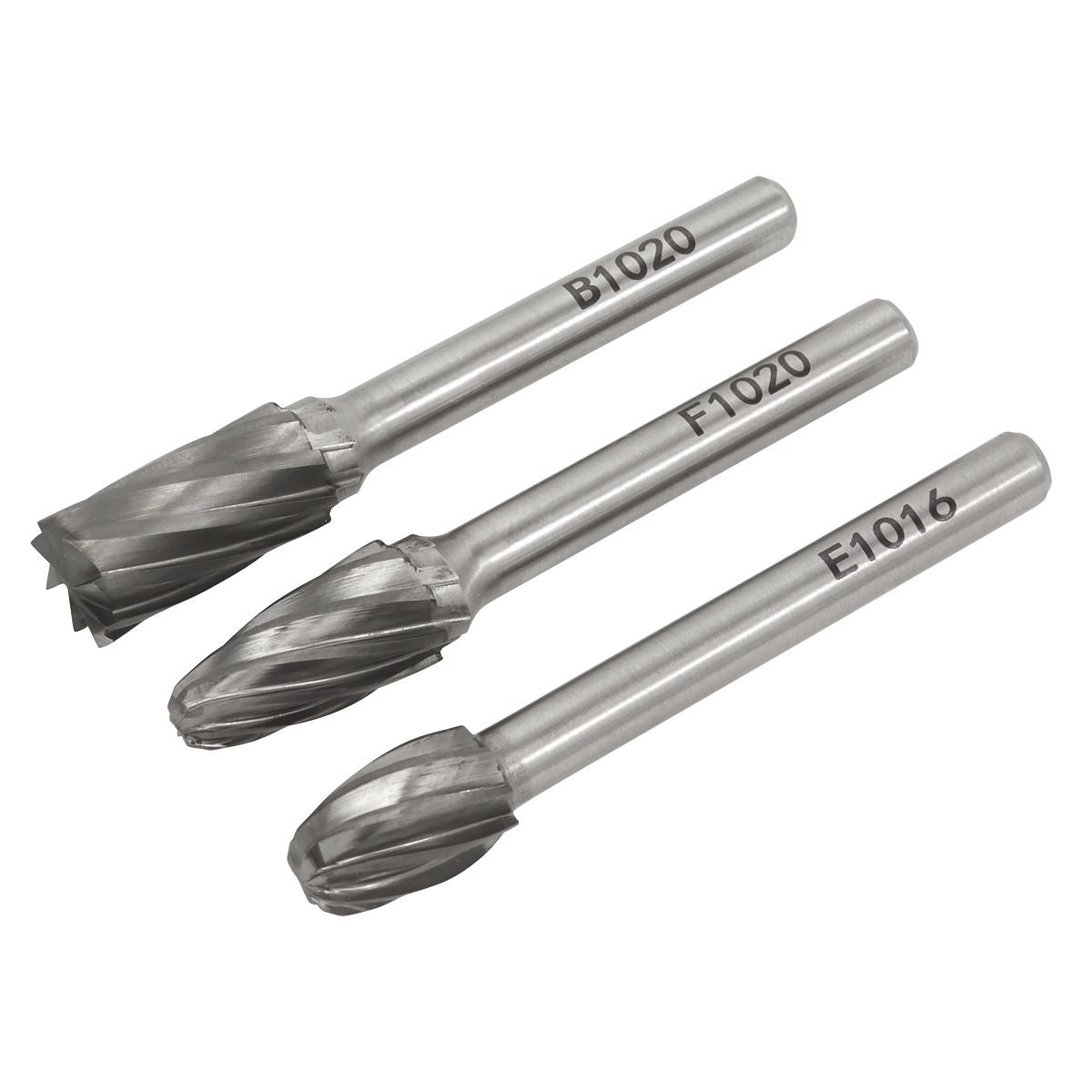Sealey Tungsten Carbide Rotary Burr Set 3pc Ripper/Coarse 