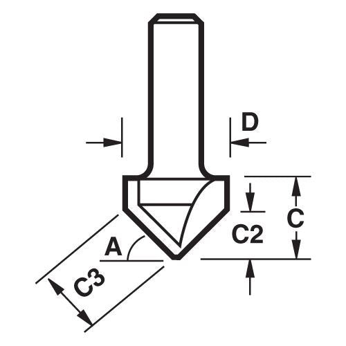 Trend Chamfer V Groove Cutter Angle=60 Degrees C043X1/2TC 