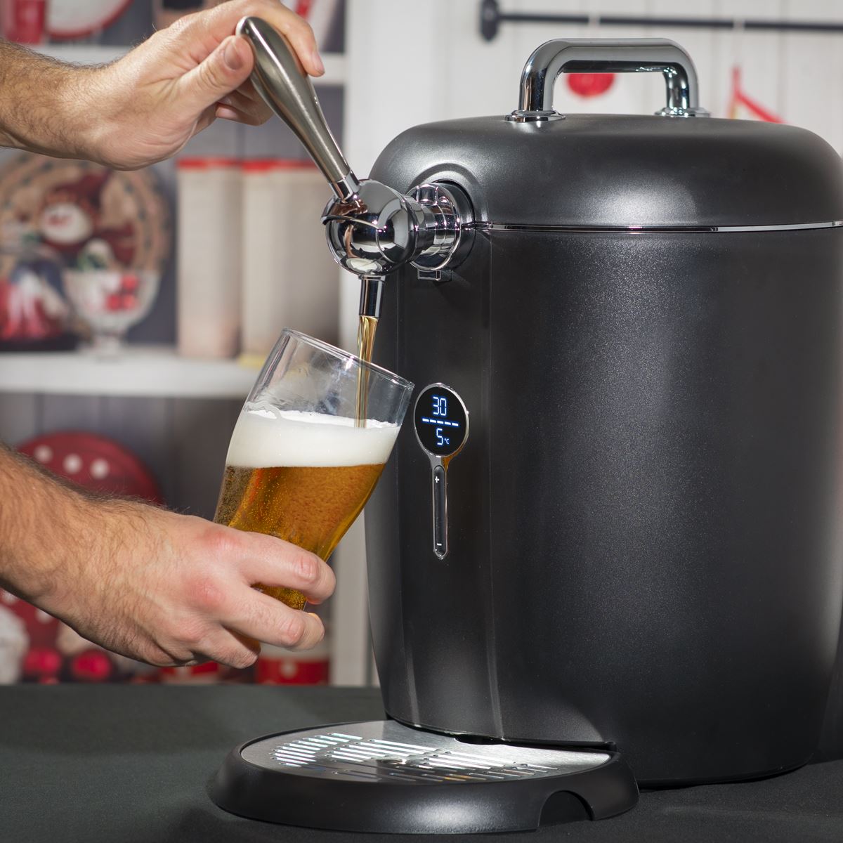 Baridi 6L Beer Keg Dispenser Tap with Electric Compressor and Integrated Cooling, No Gas Cartridges - DH115