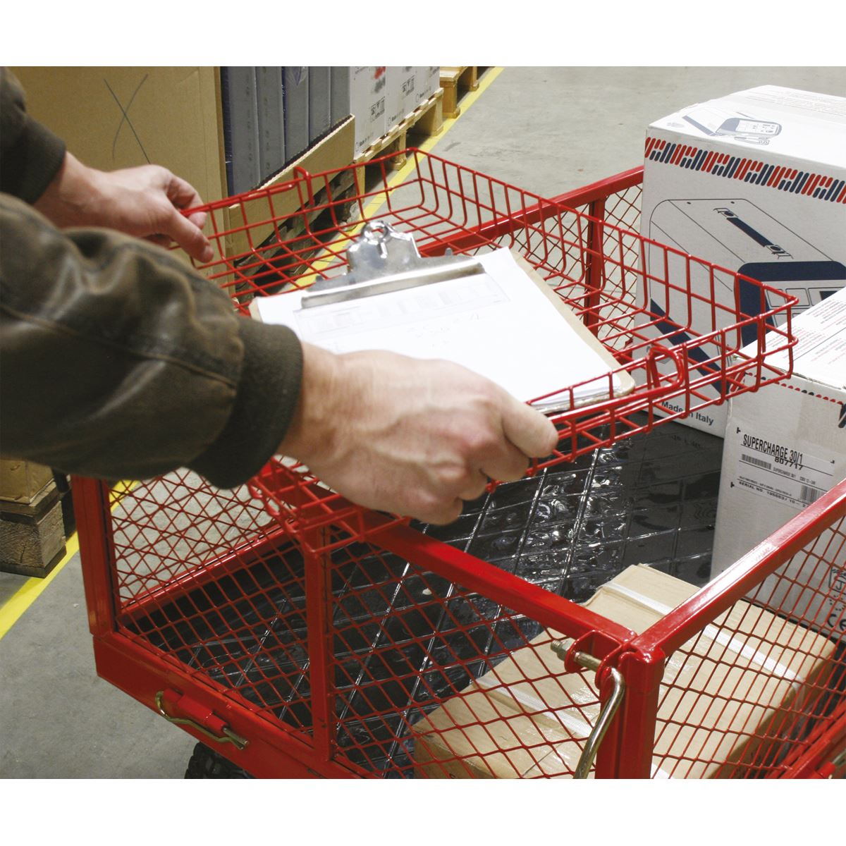 Sealey Platform Truck with Sides Pneumatic Tyres 450kg Capacity 