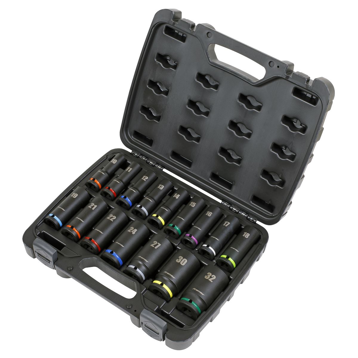 Sealey Premier Impact Socket Set 16pc 1/2"Sq Drive Deep Metric